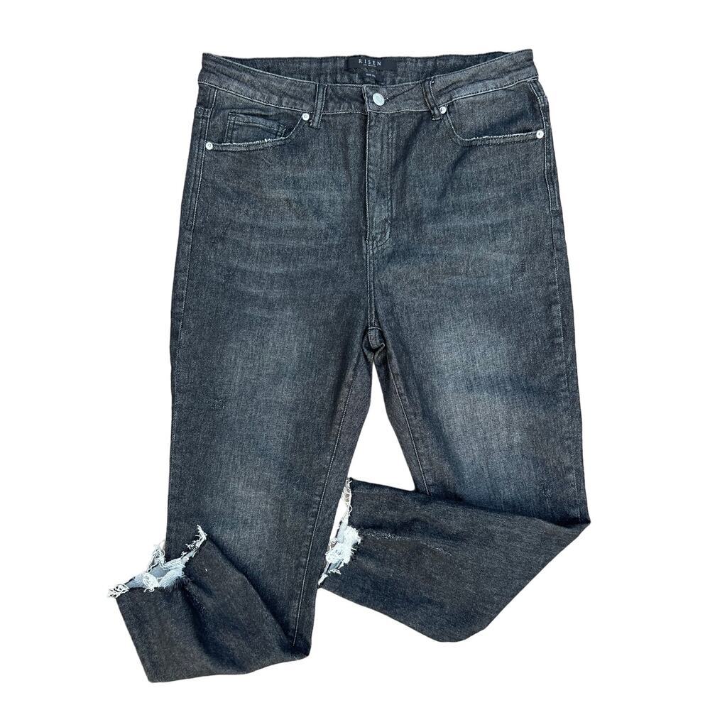 Risen high rise black straight jeans size 2XL